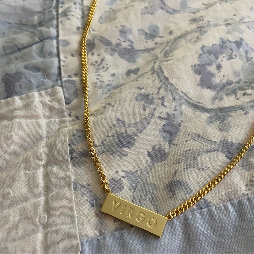 Custom Engraved Virgo Zodiac Gold Necklace